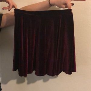 Crushed velvet maroon skater skirt!